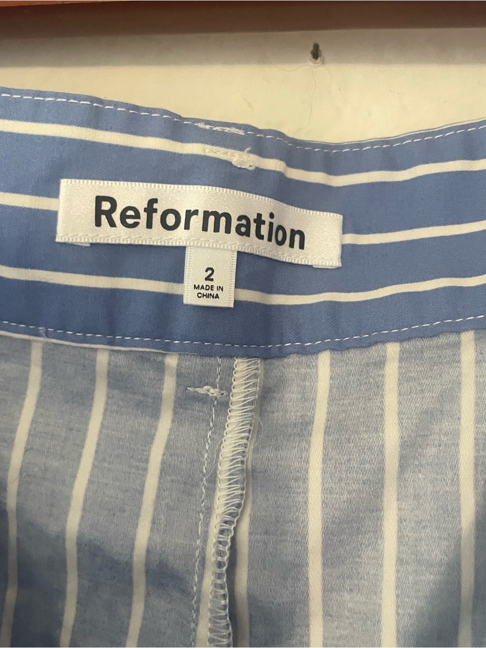 Reformation Blue Striped Matching Set Shirt & High Rise Shorts Size S - Picture 9 of 12